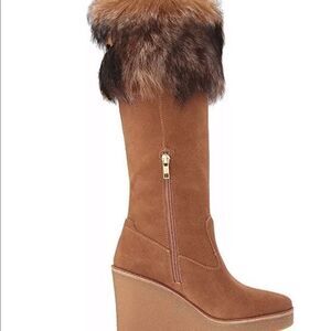 Ugg Valberg Wedge Tall Suede Boot Chestnut Sz 9.5 New
